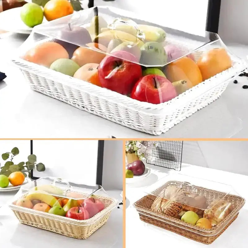 Panier en osier avec couvercle transparent