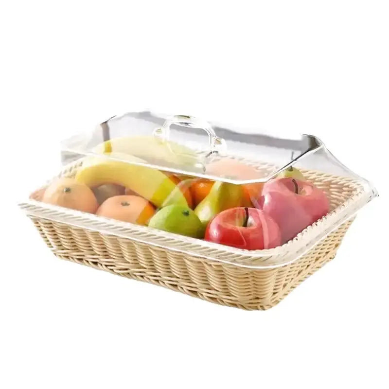 Panier en osier avec couvercle transparent - panier en osier