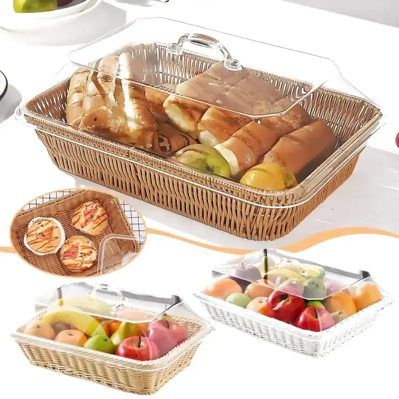 Panier en osier avec couvercle transparent