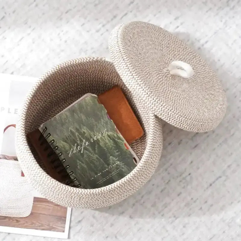 panier de rangement discret avec couvercle - panier en osier