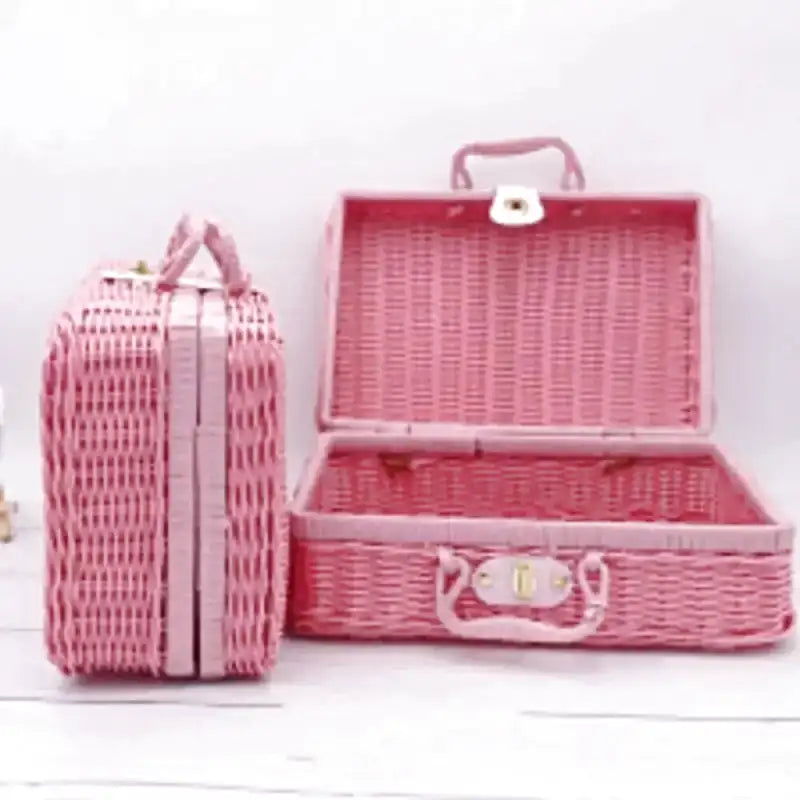Panier déco en osier avec anse foulard