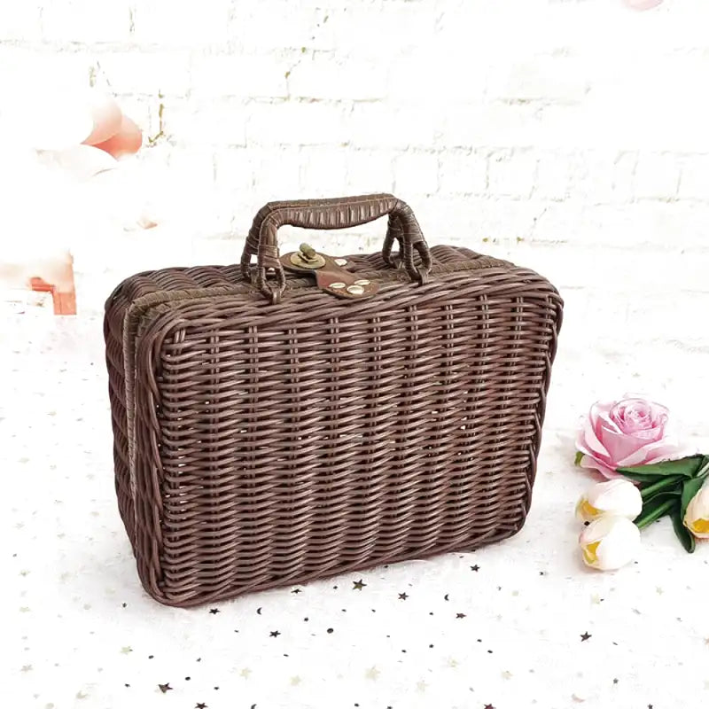 Panier déco en osier avec anse foulard