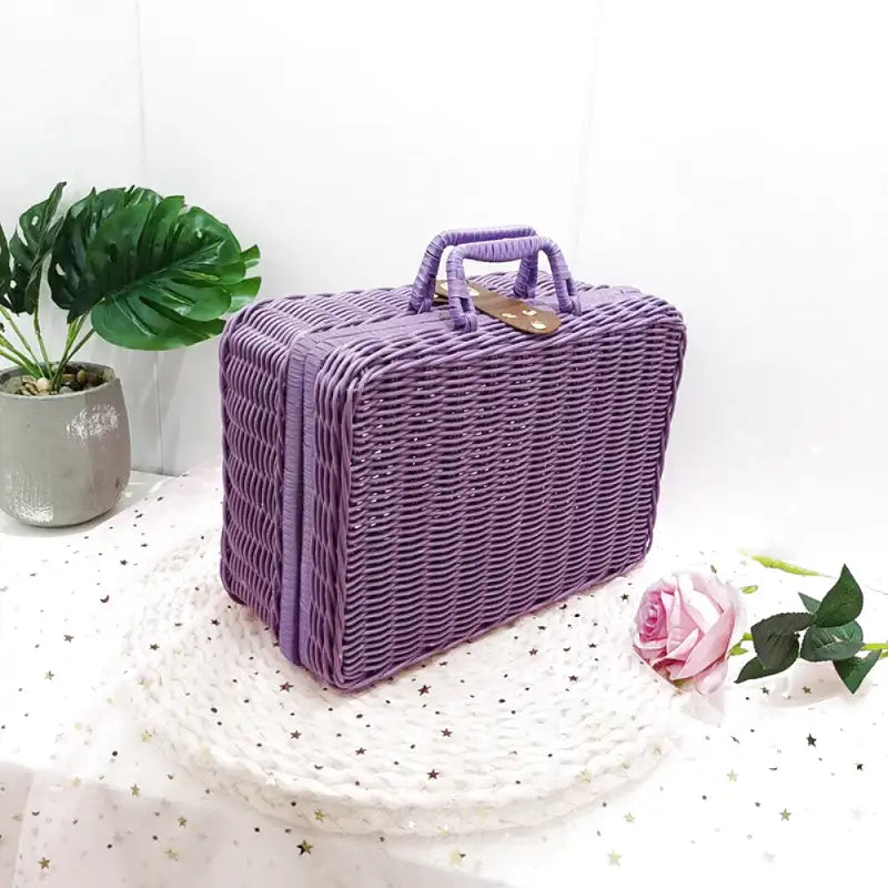 Panier déco en osier avec anse foulard