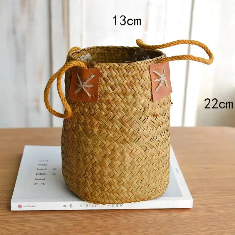 Petit panier linge en osier avec anses étoile - panier en osier