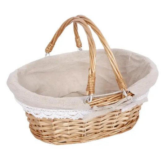petit panier pique-nique tissu vichy - panier en osier