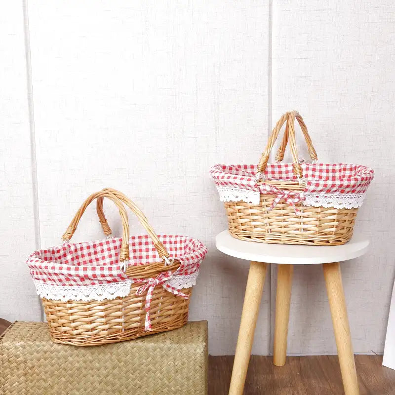 petit panier pique-nique tissu vichy