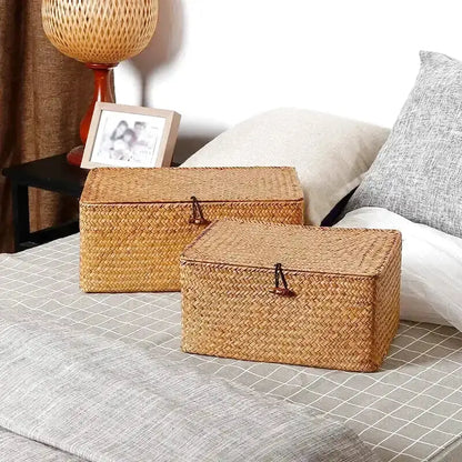 Boîte de rangement rectangulaire en osier - panier en osier