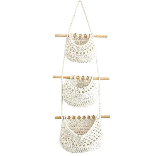 Panier mural en macramé 3 niveaux