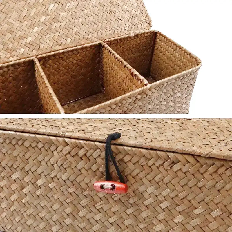 Boite de rangement en osier avec couvercle