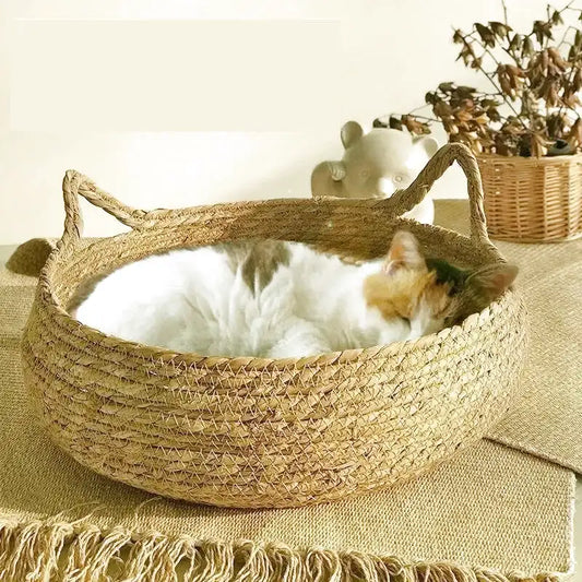 Corbeille pour chat en osier