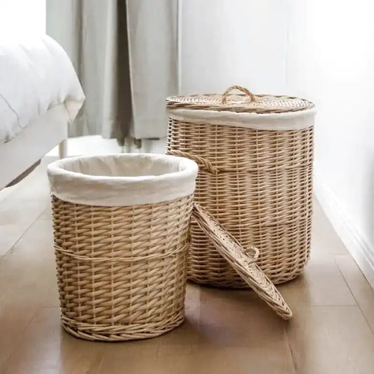 Panier à Linge en Osier avec Couvercle