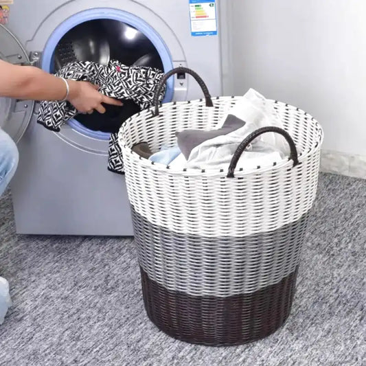 Panier à linge en osier gris