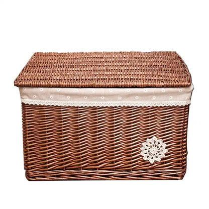 Panier à linge en osier rectangulaire avec couvercle