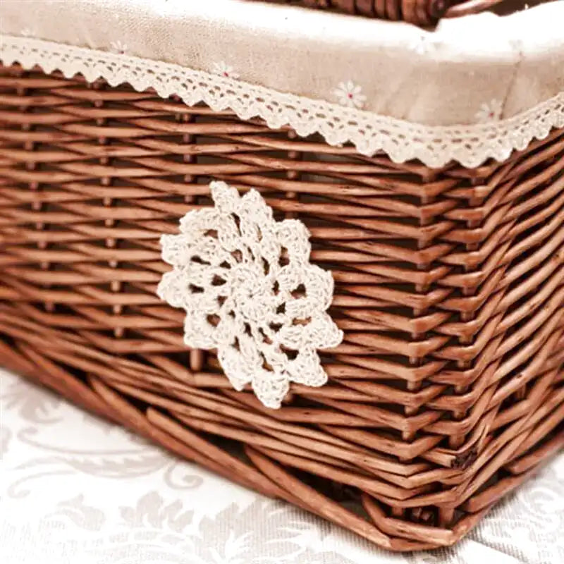 Panier à linge en osier rectangulaire avec couvercle