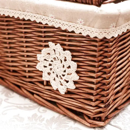 Panier à linge en osier rectangulaire avec couvercle
