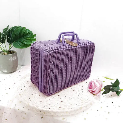 Panier déco en osier avec anse foulard
