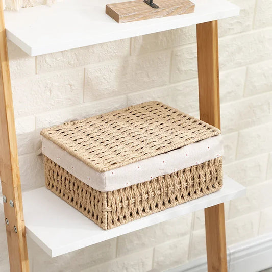 Panier en osier avec doublure beige amovible – rangement salle de bain