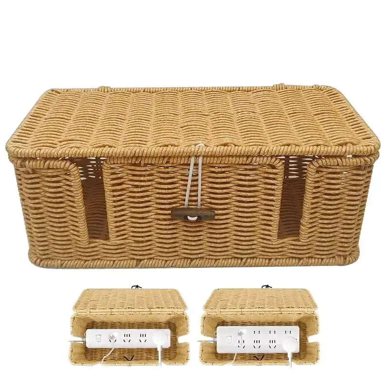 Boîte en osier cache-câbles - panier en osier