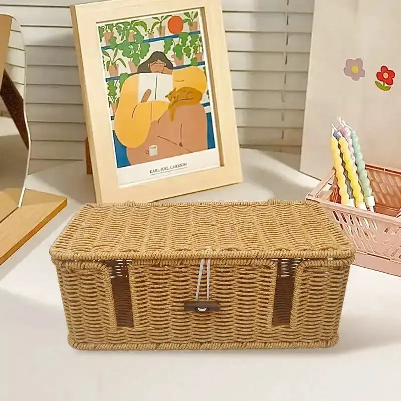 Boîte en osier cache-câbles - panier en osier