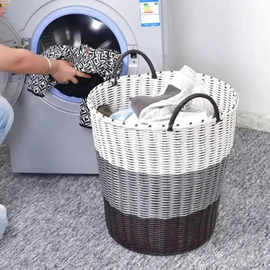 Panier à linge en osier gris
