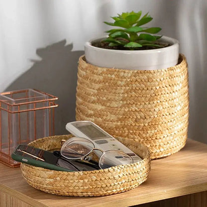 Panier rond en osier style nature - panier en osier