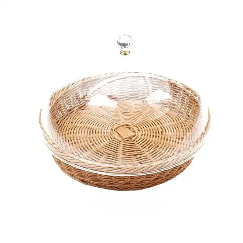 Panier à Fromage avec Cloche Transparente panier en osier