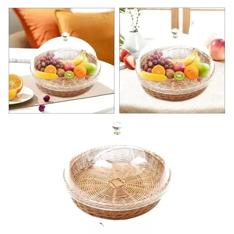 Panier à Fromage avec Cloche Transparente panier en osier