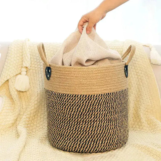 Panier de rangement en jute avec anses - panier en osier